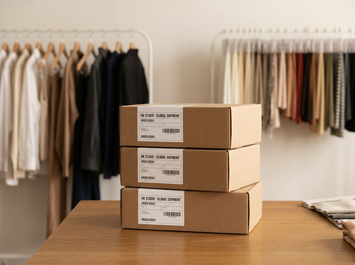 Packaging samples at PersonTees showroom